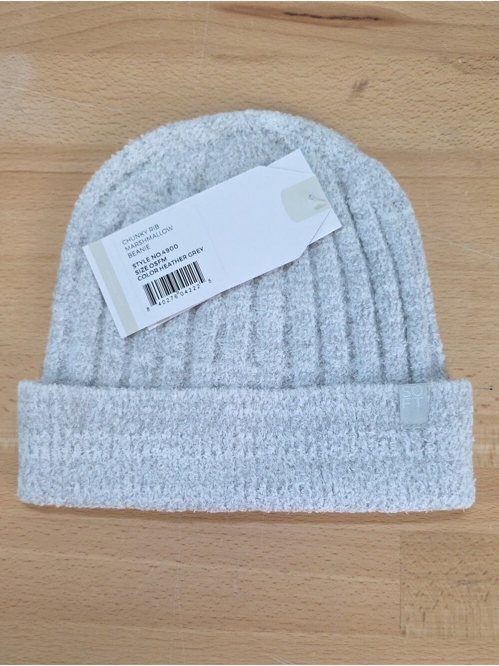 Chunky Rib Marshmellow Beanie - Light Heather Grey